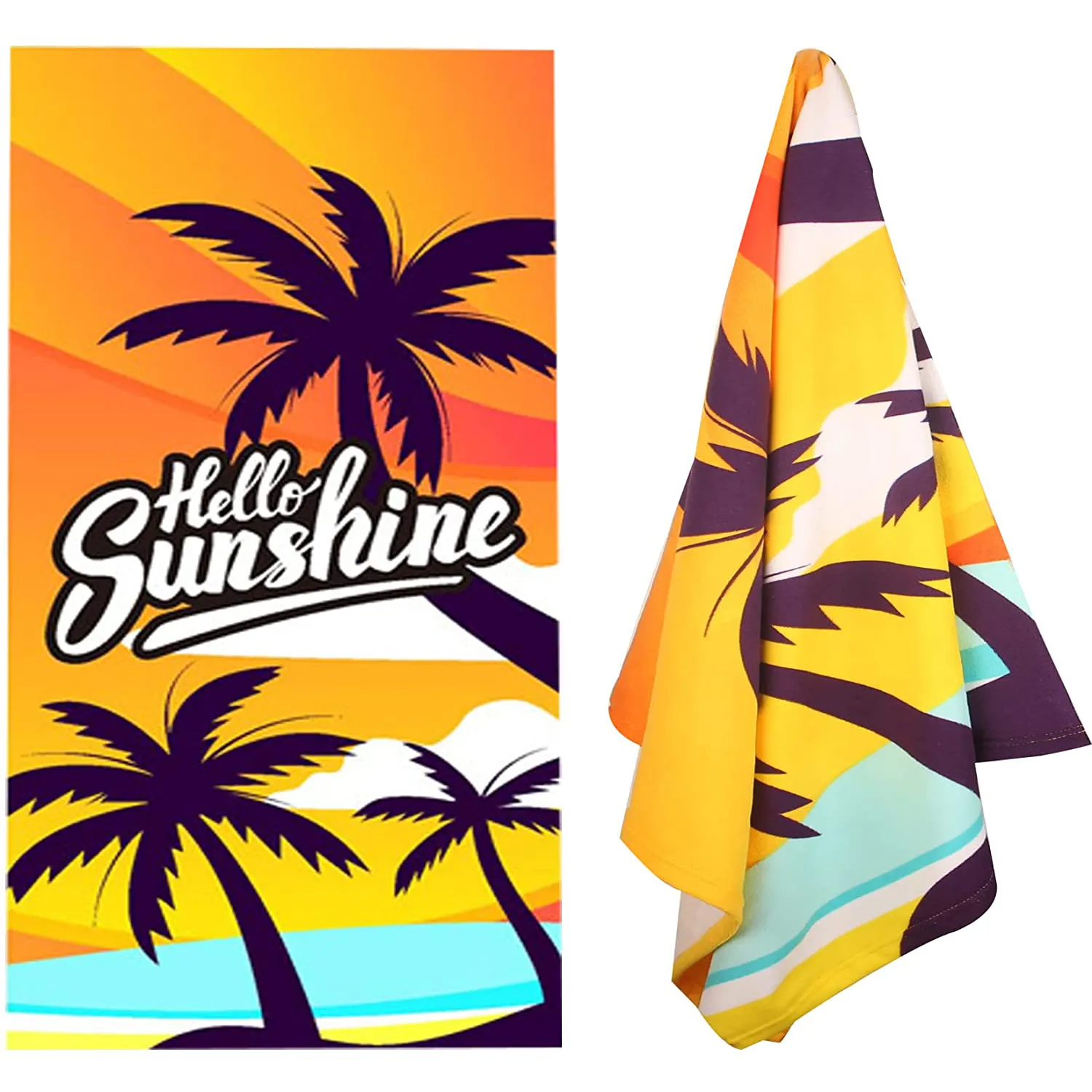 Serviette à séchage rapide Hello Sunshine adaptée au yoga, à la natation et à d'autres lieux