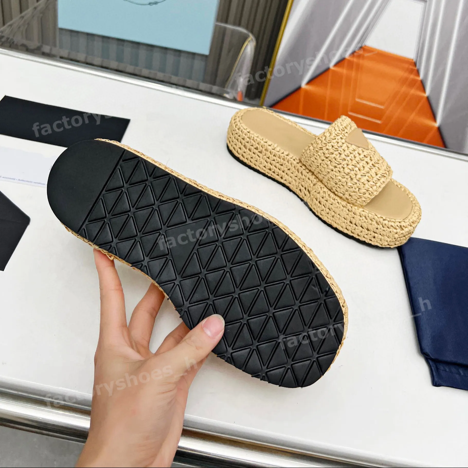 Stylish Straw Woven Platform Slides For Women 3.5cm Thick Rock Bottom Price Rubber Slide With Square Toe Perfect For Beach And Casual Wear From Factoryshoes h 53.72 DHgate.Com