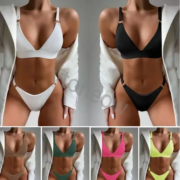 Damenbadebekleidung Designer Bikinis Frau Zweiteiler Bikini mit Brief Badeanzügen Kristall Sommer Badebekleidung