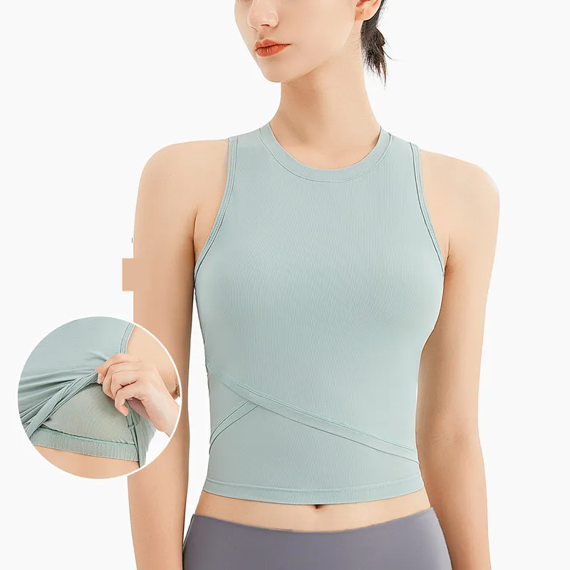 LL Yoga Sports Bras Bodyconタンク女性トレーニングフィットネスLLブラジャートップ女性シームレススポーツタンク下着ランニングジムTX26