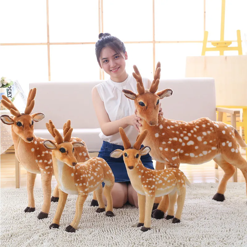 دمى Plush 50/00/75/90 سم محشو بالحيوانات القطيفة ألعاب الأطفال دمية تدريس لعبة Prop Toy Children's Gift Simulation Sika Deer Plush Toy 230525