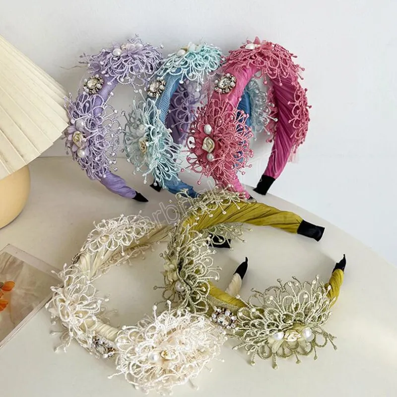 Fashion Top Quality Hairband Pearls Flower Headband Luxurious Baroque Headwear Party Wedding Turban Hair Accessories