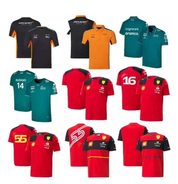 2023 2024 Formule 1 F1 Racing Sets Carlos Sainz Charles Leclerc Fernando Alonso a installé des t-shirts Casual Polo Polo Summer Motorsport Team Jersey Shirts