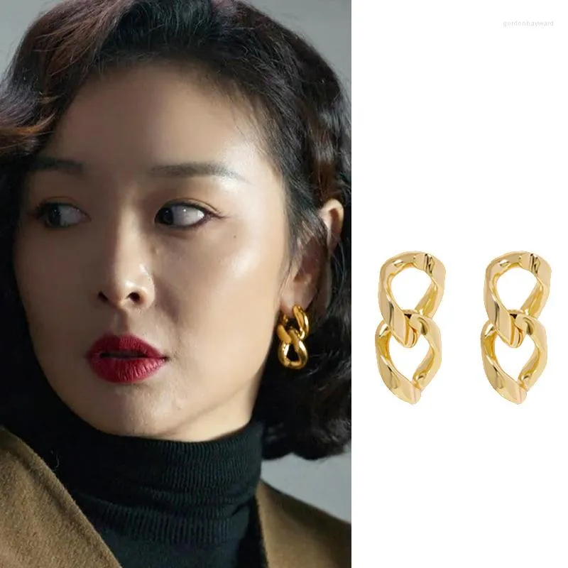 أقراط DANGLE GAOYE نفس السلسلة الذهبية Color Hye Gyo Song Ear Suits Simplicity for Women Girls Pendientes