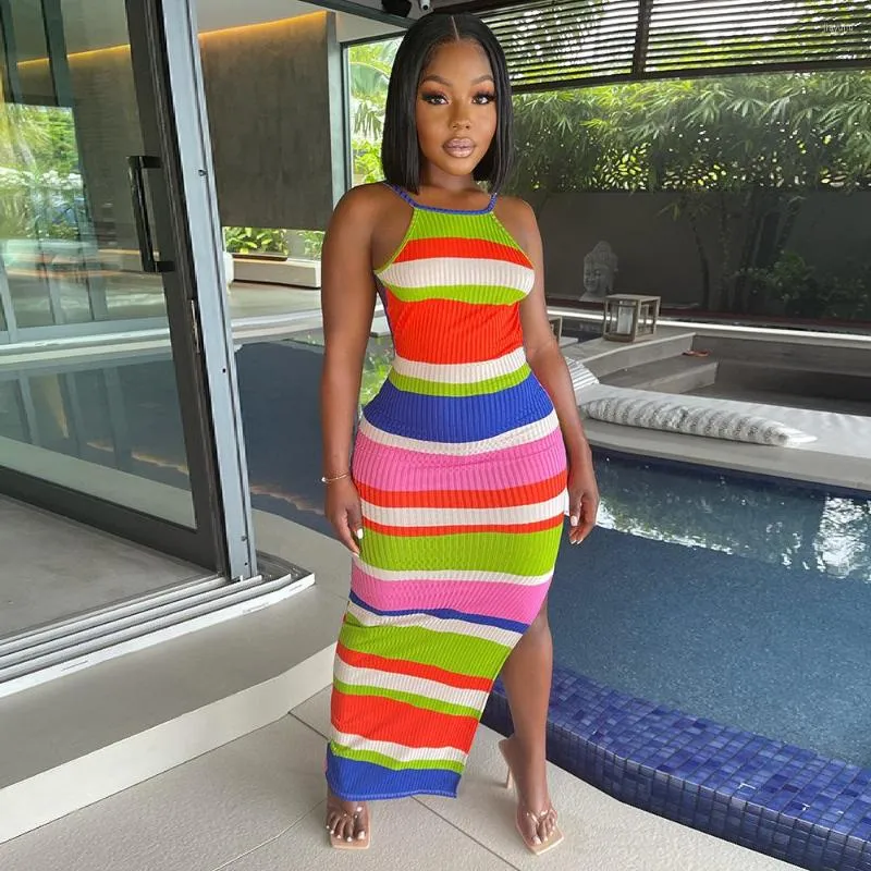 Colorful striped bodycon dress top