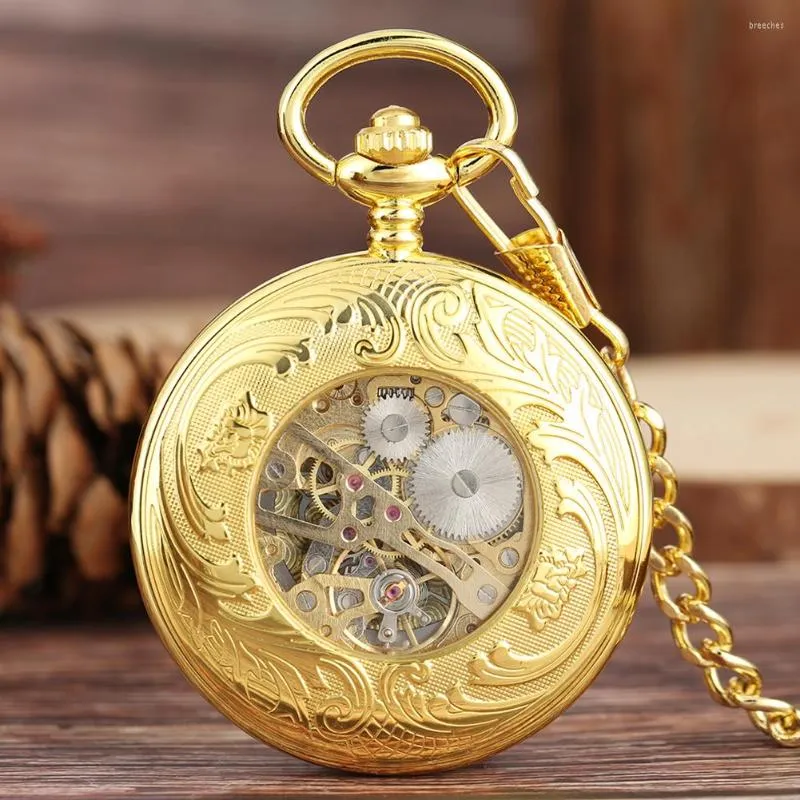 Pocket Watches Retro Gold Shield Men S Mechanical Watch Roman