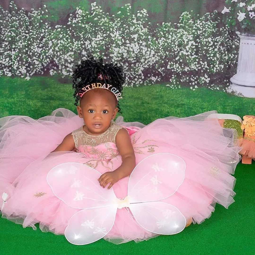 Gold and pink flower girl dress online