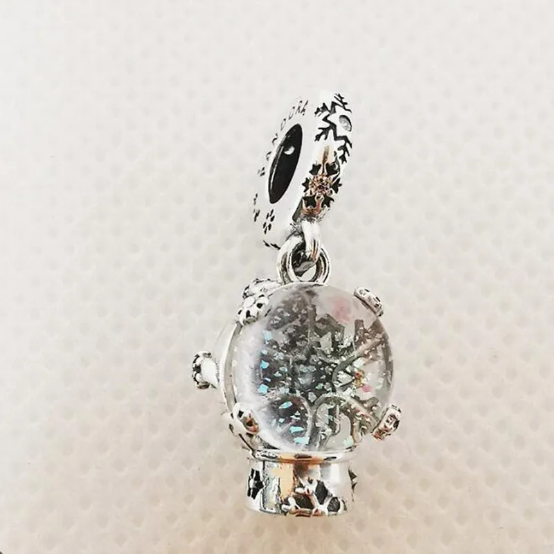 Snowflake Globe Dangle Charm 925 Sterling Srebrny Pandora Crystal CZ Moments Birthstone For Fit Charms Breats Bracelets Biżuteria 792369c01 Andy Jewel