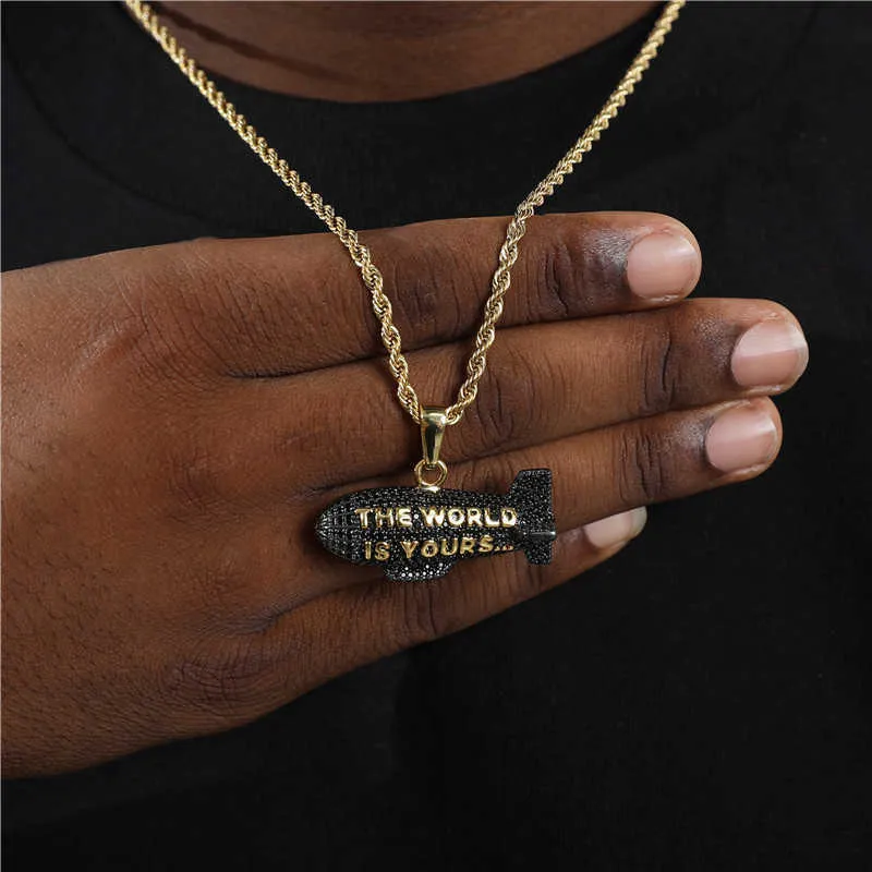 Hip Hop Blimp Pendant gold necklace design - Gold Color with Hip Hop Blimp Pendant gold necklace design - Gold Color with