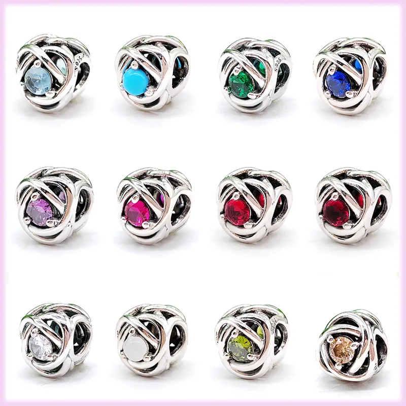 925 Sterling Silver Pandora Charm Luxurious Purple Eternal Round Charm Armband Fashion Girl Jewelry Gratis leverans