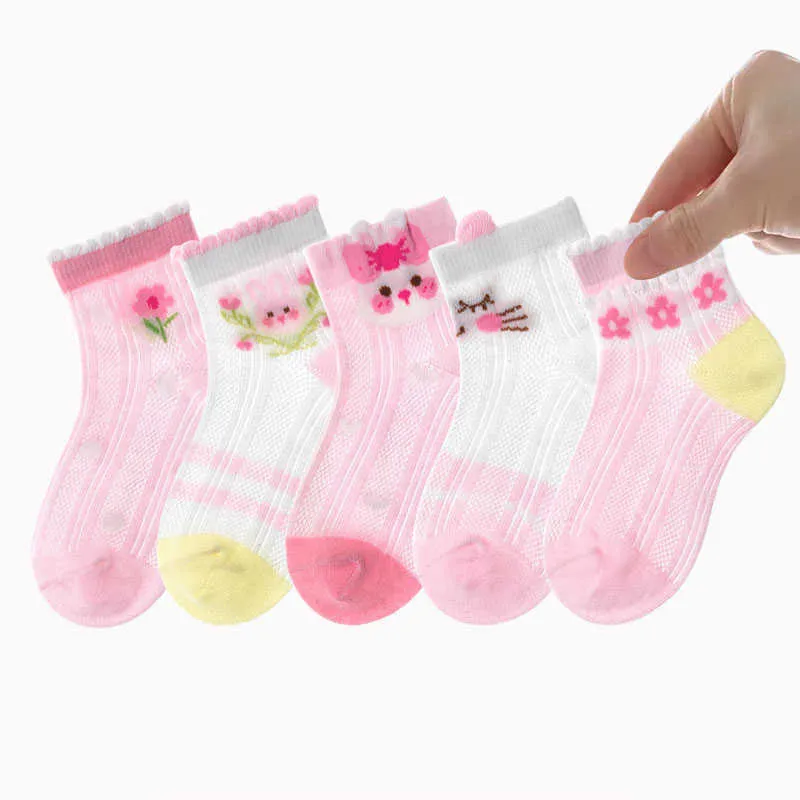 5 paar/batch Summer Cotton Cartoon Fashion Network 2023 Spring 1-12 Kinderjeugd Student Boys and Girls 'Baby Socks G220524