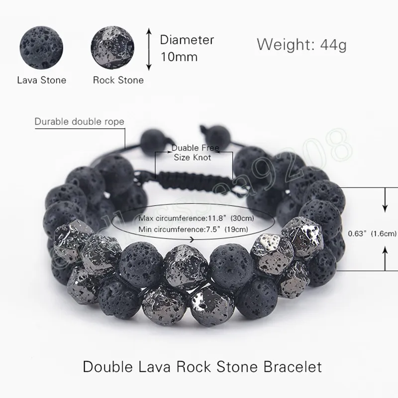 Fashion 10mm Beads Braided Bracelets Natural Black Frosted Beads Bracelet for Men Jewelry Gift Pulsera Hombre