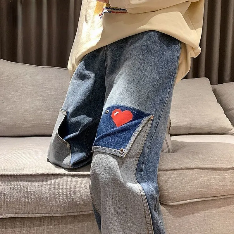 DHgate.com:Mens Patchwork Jeans, Multi-Pocket Double Denim