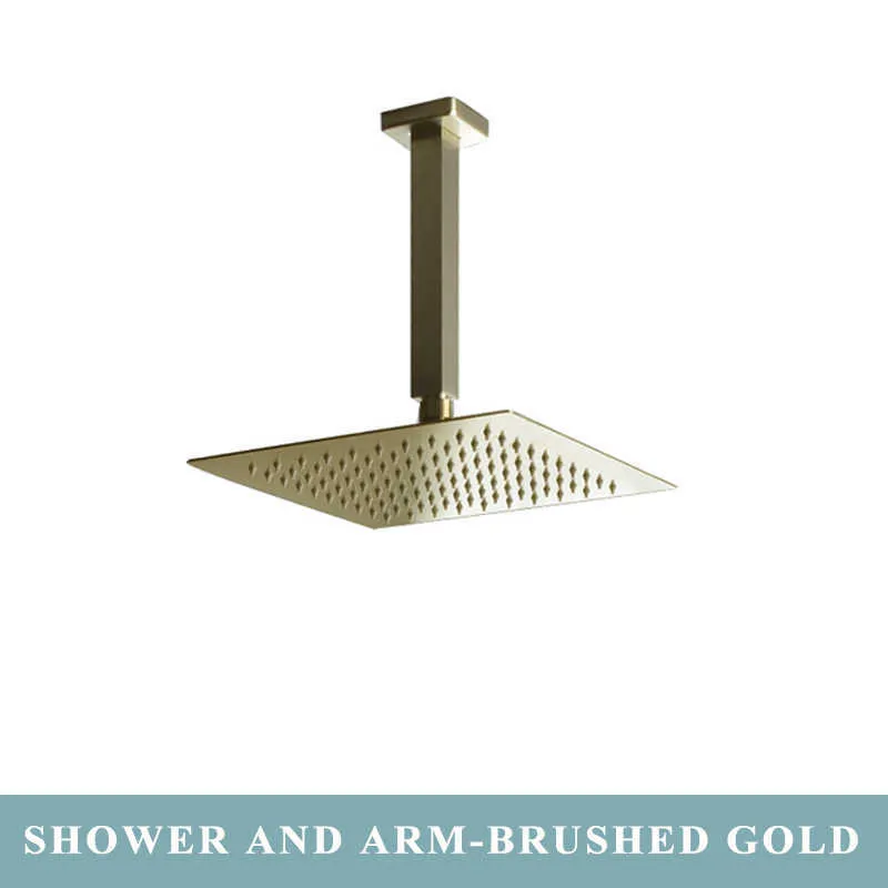 Brushed Gold And Matte Black Jiayoujia Rainfall Shower System With