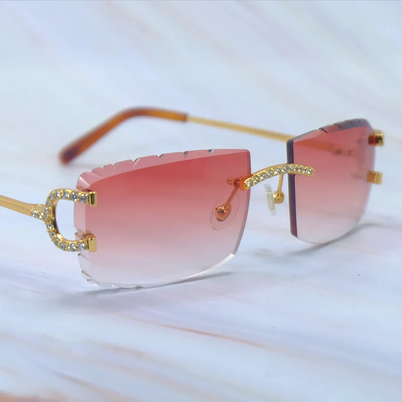 Y2K rhinestone sunglasses with pink lenses and pink arms brand new 3 Pcs Y2K Rimless Sunglasses Women Men, Y2k Glasses Trendy  main image 3