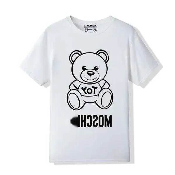 Projektantka nowa damska koszulka Moschino najwyższej jakości bawełniana grafika ponadwymiarowa biała czarna luźne tee flc1