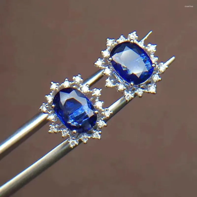 Stud Earrings T1210 Sapphire 18 K Gold Jewelry Natural 2.08ct Royal Blue Gemstones For Women