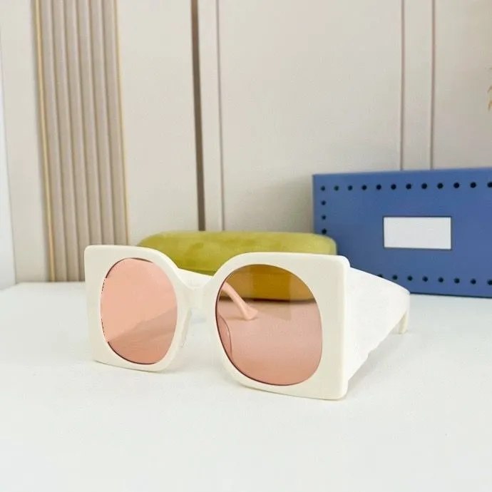 2023 women men high quality fashion sunglasses white width plank full frame pink round glasses available with box