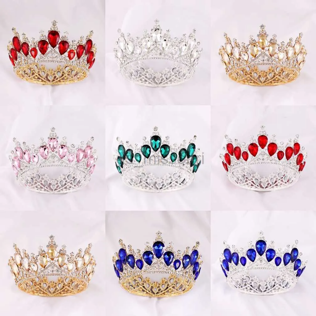 Andere mode -accessoires barokke kristal vintage Royal Queen King Round Tiaras Crown Big Rhinestone Pageant Prom Diadeem Hoofdband Wedding Haar Accesso J230525