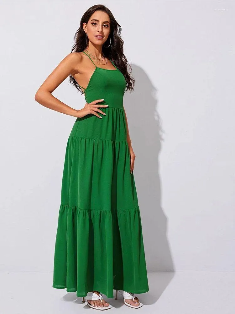 Emerald green maxi dress casual deals