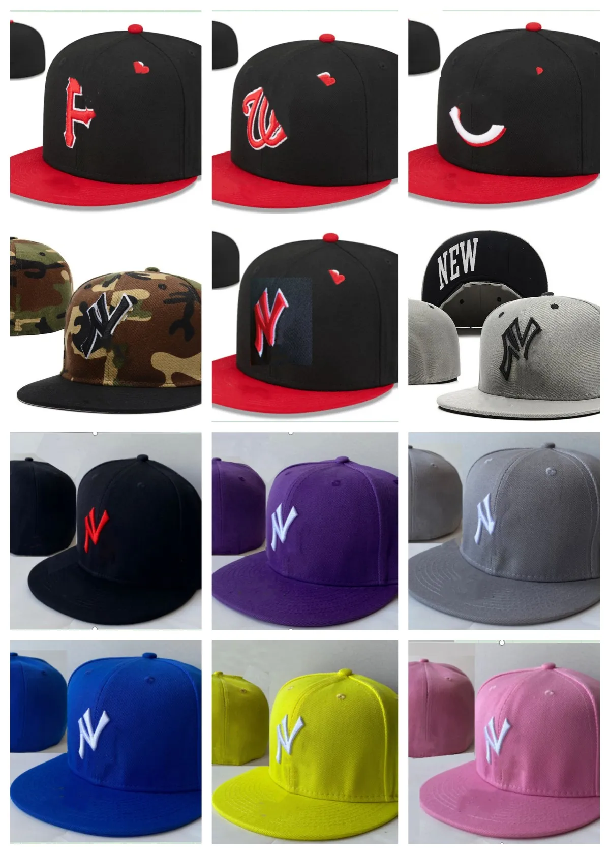 Toptan tasarımcı takılmış şapka boyutu düz şapka unisex beyzbol snapbacks fit düz şapka nakış ayarlanabilir basketbol kapakları açık spor hip hop örgü kapak mix sipariş