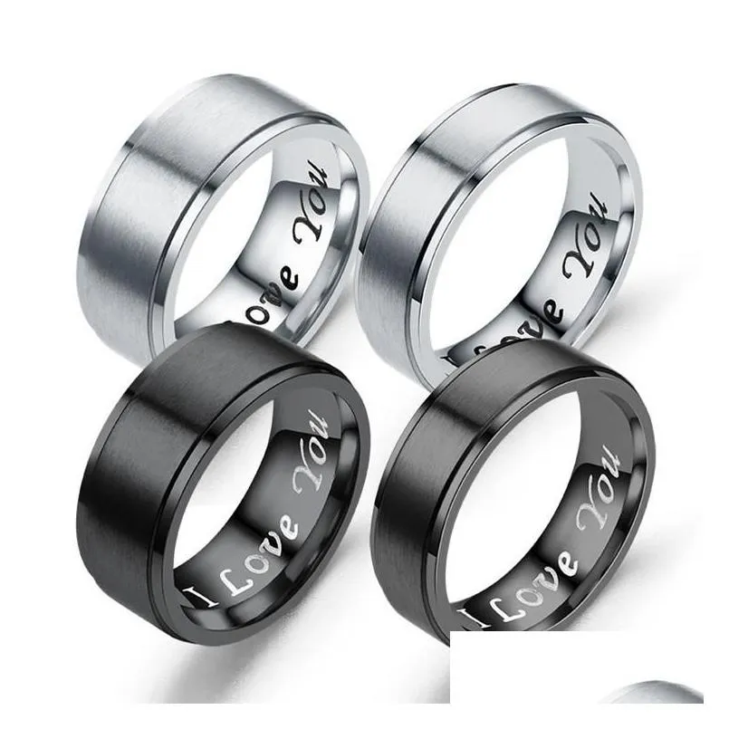 Band Rings Wedding Sets I Love You Stainless Steel For Men Women Arrival Engagement Drop Delivery Jewelry Ring Dh7Js