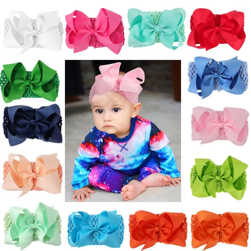 Hair Accessories Arrival Large 5" Ribbon Bows Headband Wide Mesh Bands Handmade Baby Girls Fashion Accesorios