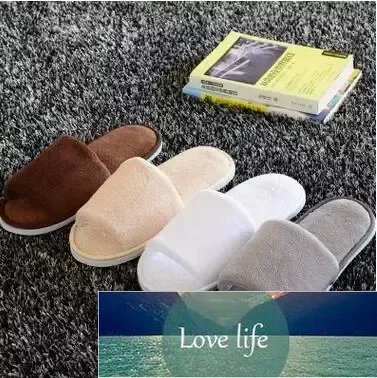 Klassieke 7 kleuren zacht hotel spa niet-uitputbare slippers fluweel gekleurde 7 mm dikke zool casual terry katoenen doek spa slippers, een maat past het meest