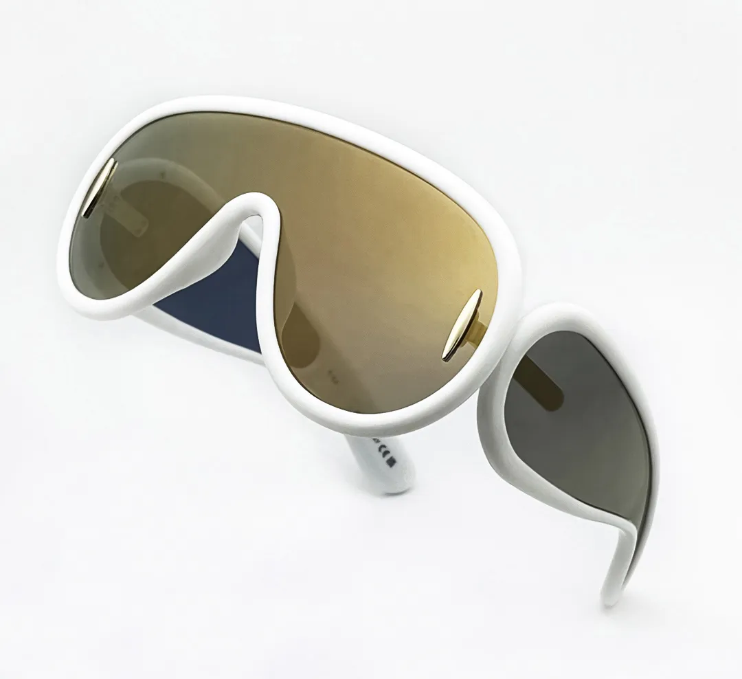 Moda moda tasarımcısı 40108 erkek kadın güneş gözlüğü maskesi tipi büyük boy asetat pilot şekli gözlük açık avangart tarzı UV koruması kılıf ile birlikte gelir