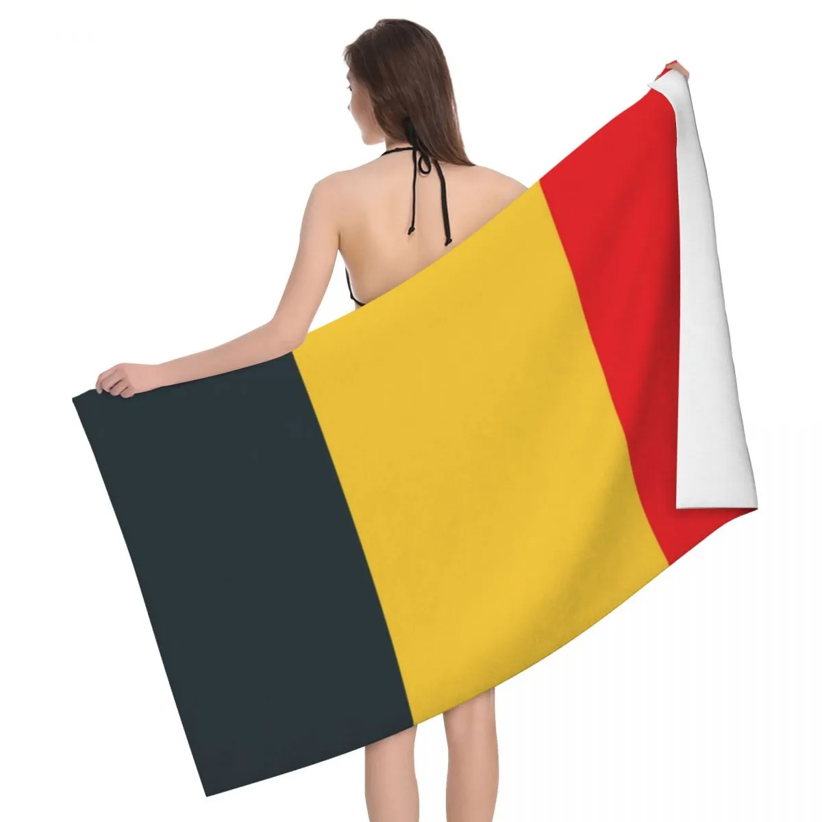 Belgium Flag Belgium Independence Day Gift Beach Towel Quick Drying Soft Linen Microfiber Pool Sauna Towels