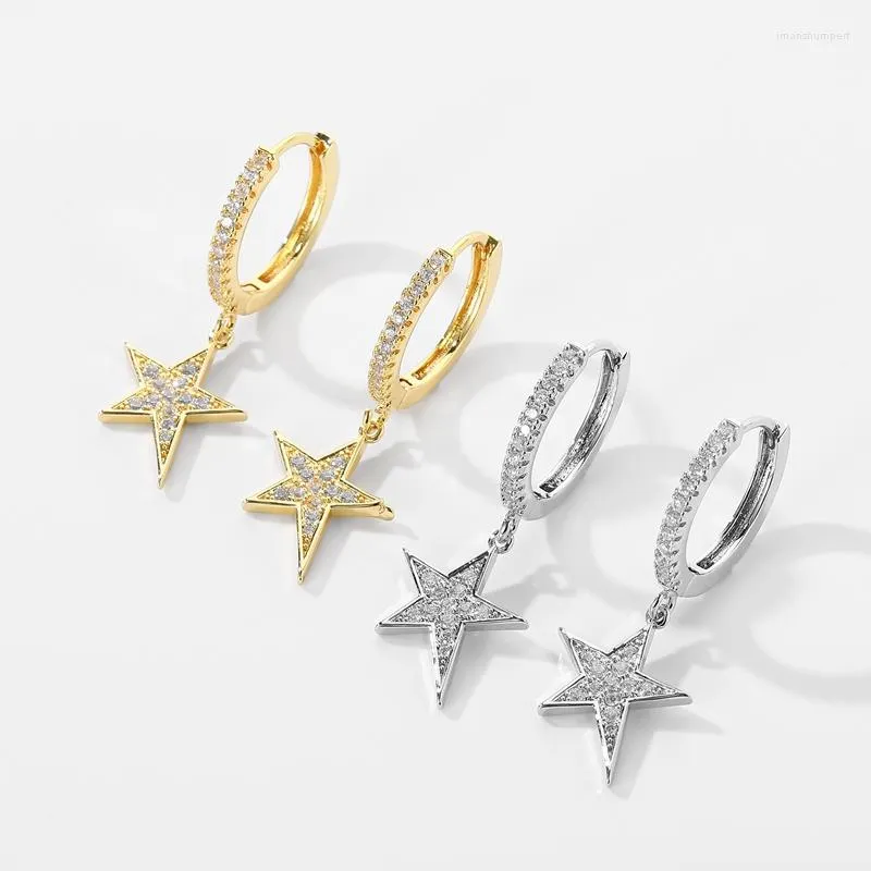 Hoop Earrings Fashion Cubic Zircon Class Star Pendant Good Quality Small For Women Party Jewelery 2023