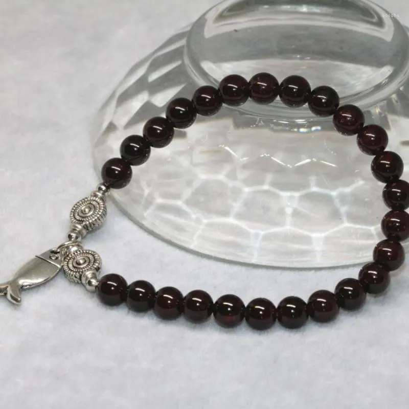 Strand Unique Design High Quality Natural Garnet Armband For Women Mother Gift 6mm Round Beads Smycken Making 7.5Im B2098