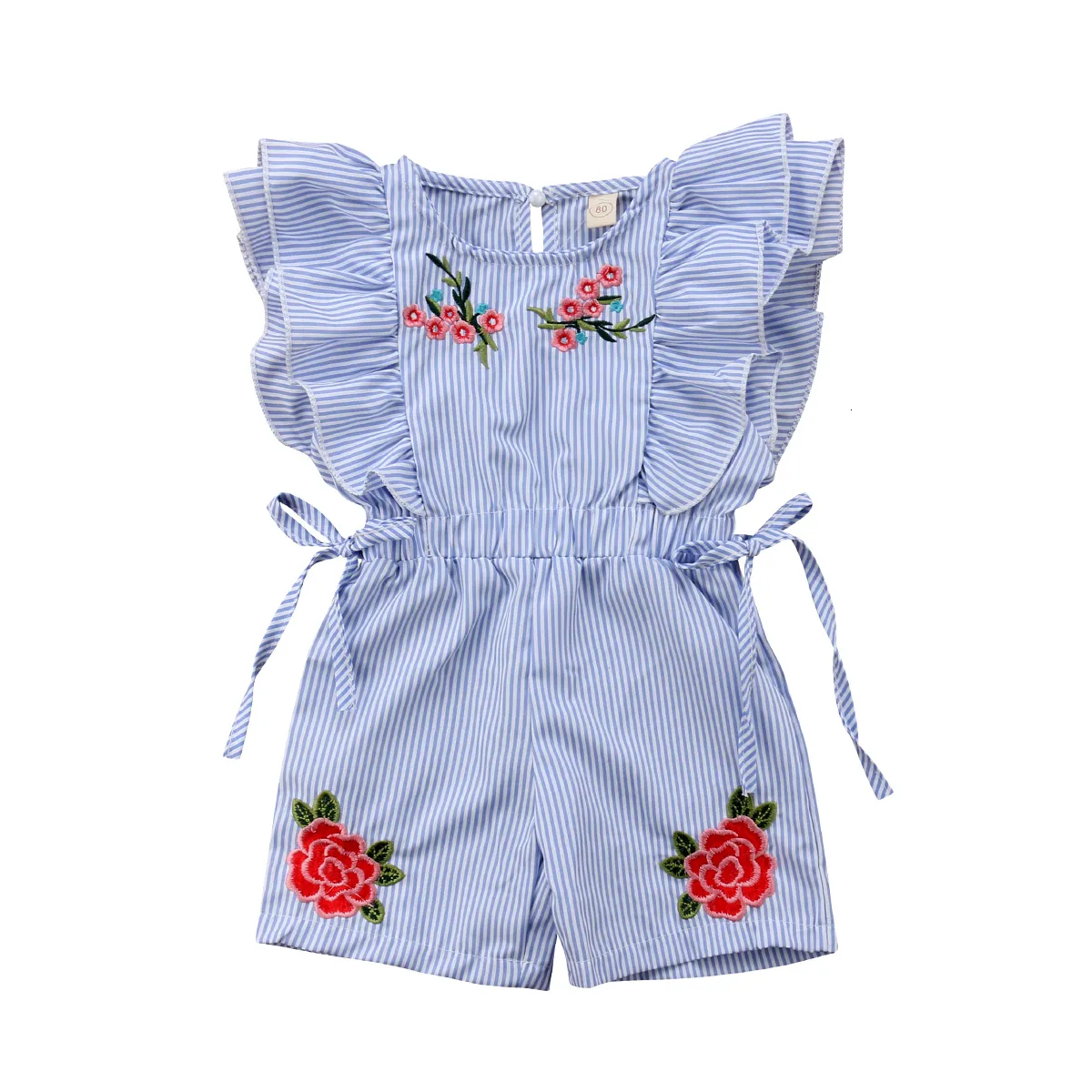 Rompers Toddler Kids Baby Girl Flower Stripe Ruffle Romper Jumpsuit Outfits Kleding 230525