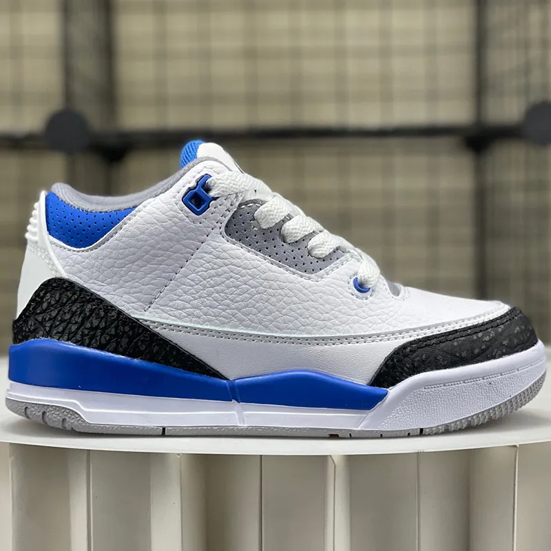 New fashion sneakers 3 Basketball Kids Shoes Jumpan 3s Boys Girls Children Shoes Hyper Royal University Blue Trainers Baby Bred Daimond Denim Sneakers