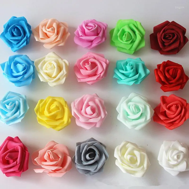 Flores decorativas 6cm 10pcs grande espuma artificial rosa cabeças de casamento decoração de festa de casamento