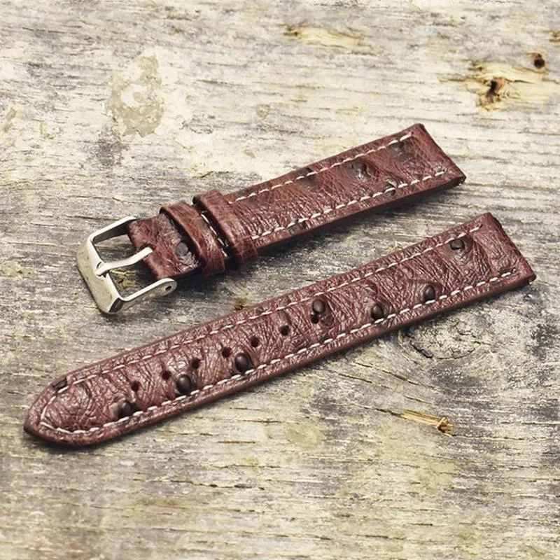 Watch Bands Onthelevel Genuine Retro Leather Strap 18mm 20mm 22mm Ostrich Pattern Watchband With Quick Release Spring Bar#C