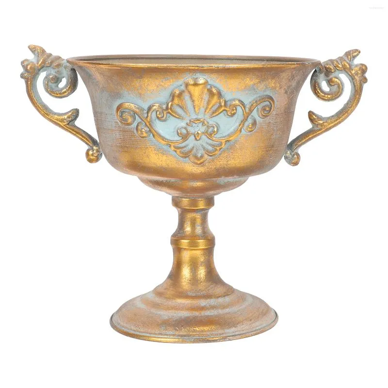 Vasen Blumenpflanzer Urnentopf Vase Töpfe Innenblumentopf Trompete Metall Hochzeit Außenbehälter Dekorative Vintage hohe goldene Pflanzgefäße