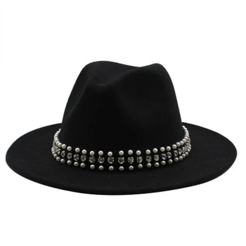 Chapeaux À Large Bord Hiver Femmes Jazz Caps Boucle De Ceinture Parti Formelle Fedora Panama Trilby Cowboy Blanc Rouge Feutre Drop Delivery Mode Acce Dhxyc