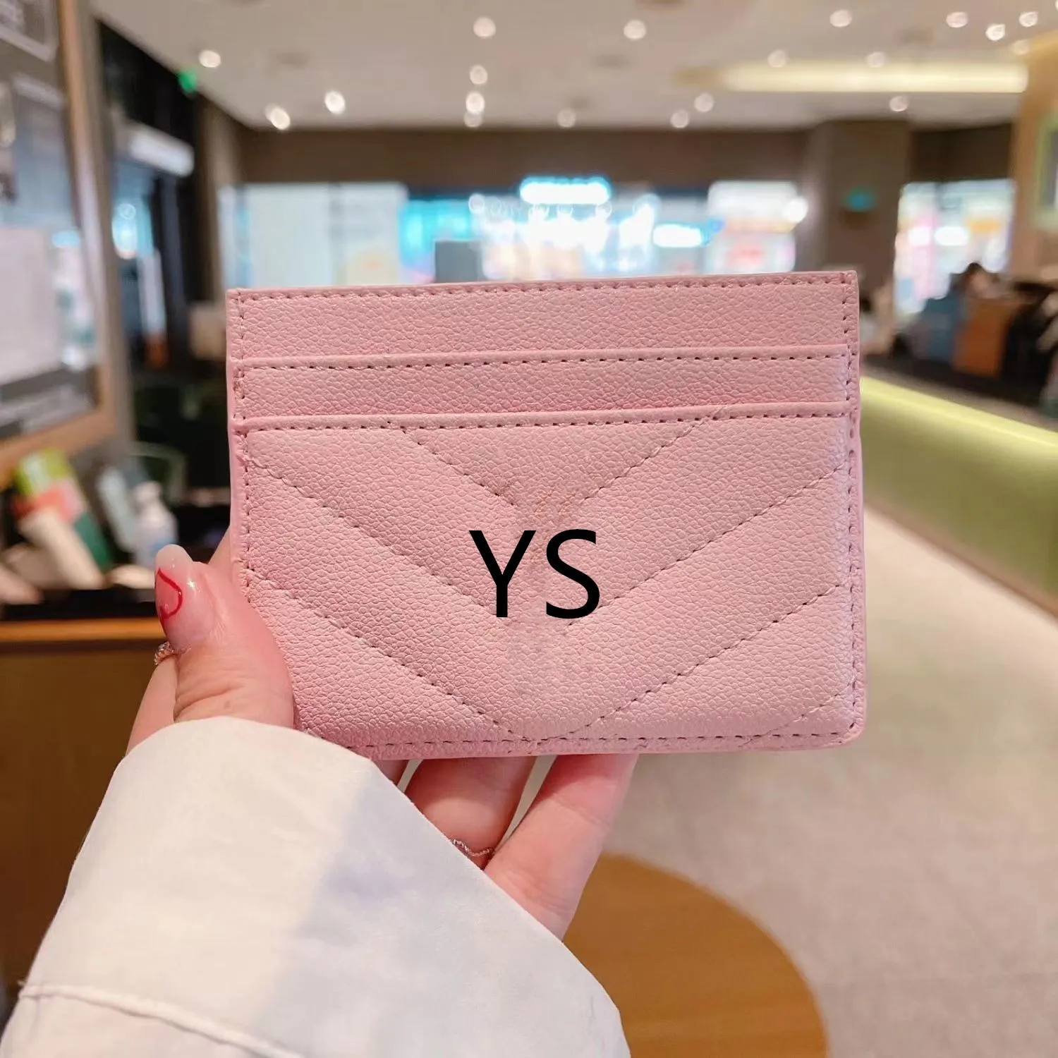 5A Luxury Designer Caviar Card Holder Genuine Leather Purse Fashion Y Womens Purses Mens Key Ring Credit Cards Wallet Bag Travel Documents Passport Holders