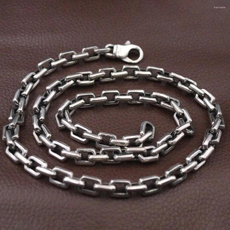 Chaînes en argent sterling 925 véritable 7 mm rectangle câble lien chaîne collier 21,6 pouces L