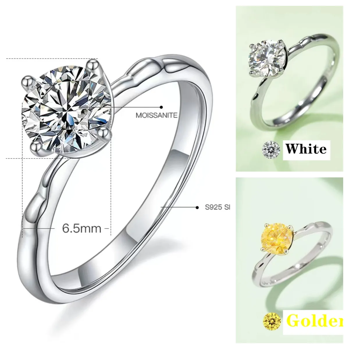 2024 Pierścień zaręczynowy Moissan dla kobiet projektantki Pierścień miłośnik Pierścień Pierścionek w stylu luksusowy srebrna moda biżuteria Prezent prosty ramię Mały wiatrak M30A