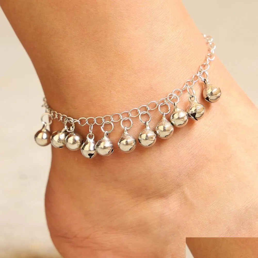 Anklets kvinnor grill retro tassel kedja anklet ljudklockor ankelarmband fot smycken strand droppleverans dhlou