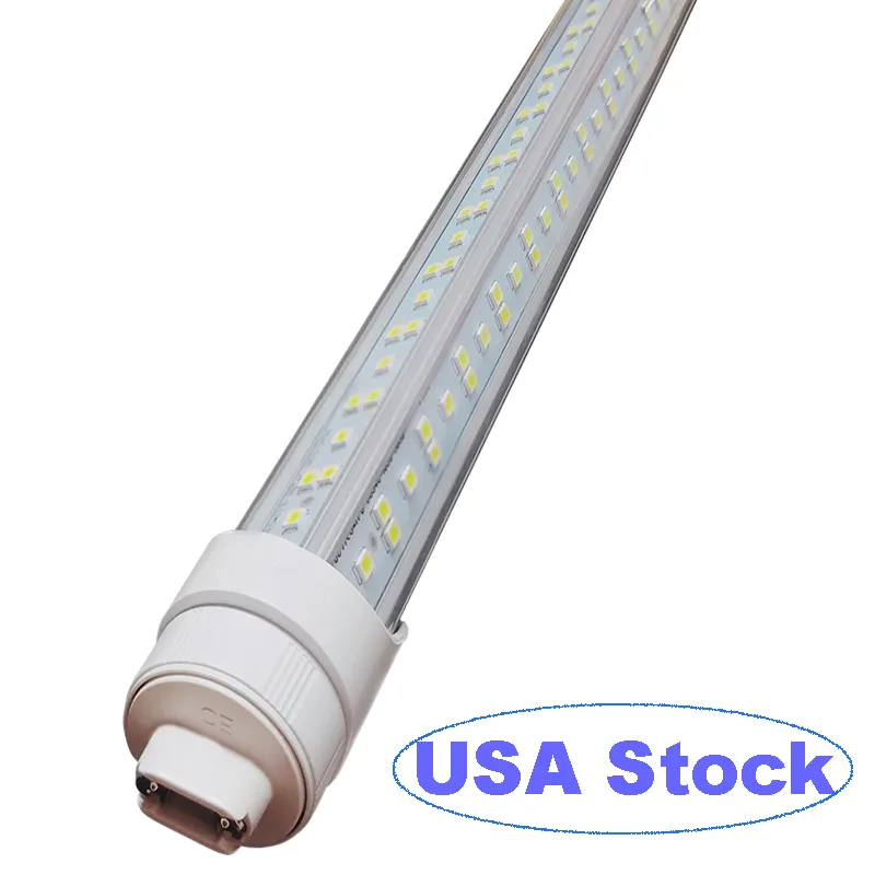 8ft LED -glödlampor Light - 144W 6500K, Clear Cover, R17D/Ho Base, 18000lm, 300W motsvarande fluorescerande rör F96T12/DW/HO, Rotera V -formad, dubbel -slutad Crestech8888