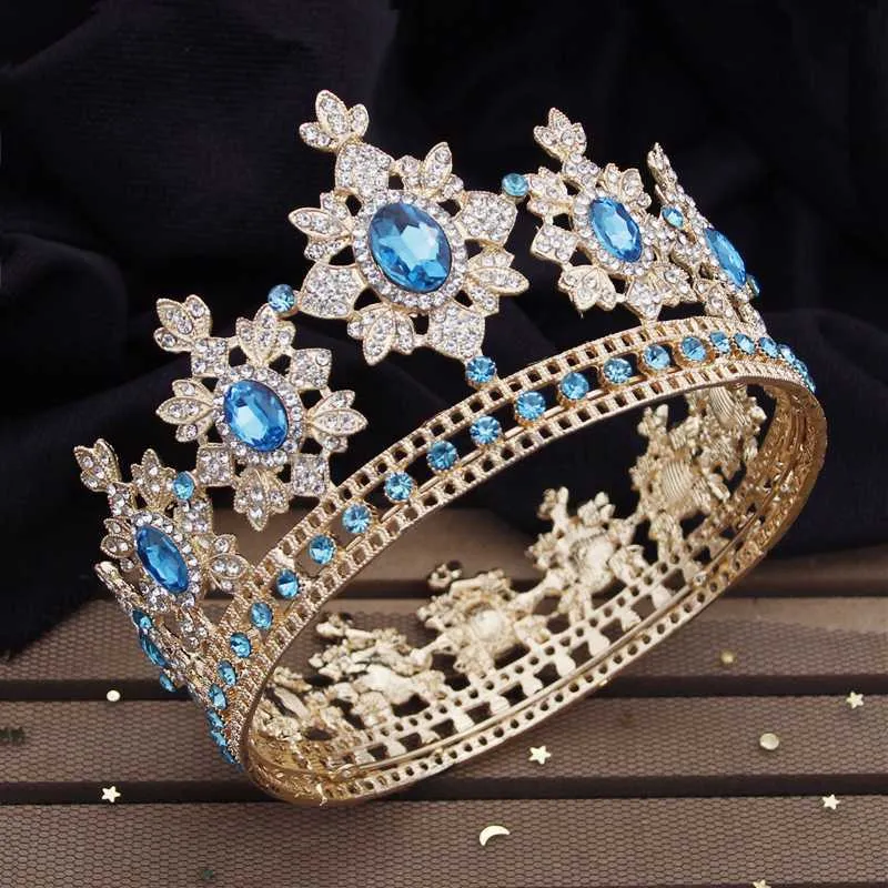 Andra modetillbehör barock vintage kristall tiaras brud kronor cirkel diadem kunglig drottning brud bröllop hår smycken prom huvud ornament pagean j230525