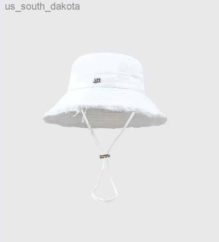 Chapéus de aba larga Mulher marca de luxo Chapéus largos Designer de verão Le Bob Andichaut Bucket Hat Solid Metal Letter Hat L230523