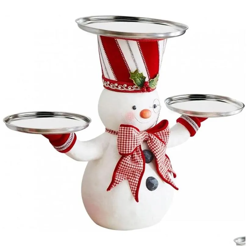 Christmas Decorations Creative Santa Snack Plate Snowman Dessert Table Fruit Cake Stand Party Candy Food Serving Tray Xmas Rack Drop Dhdbm