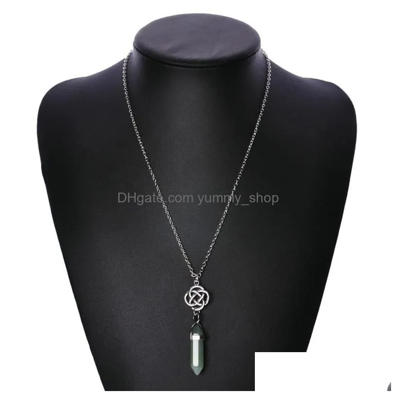Anhänger Halsketten Frauen Halskette Sechseckiges Prisma Natürlicher Kristall Quarz Lange Charms Mode Damen Dame Schmuck Großhandel Drop Deliv DH5WB