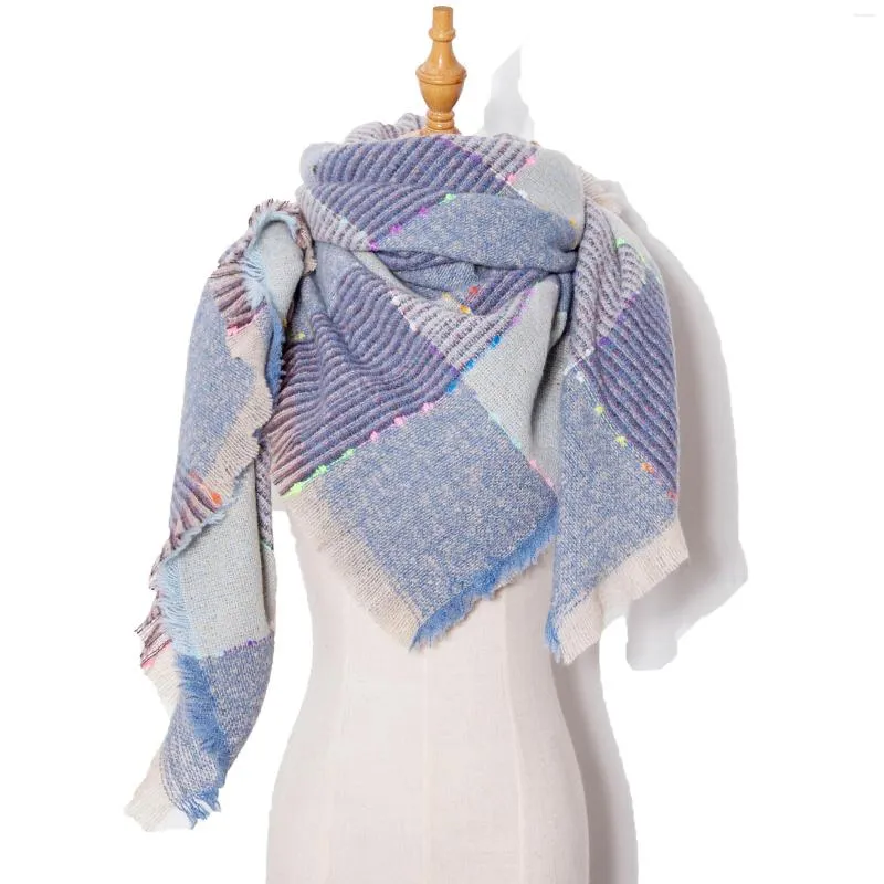 Scarves Colored Ribbons Large Plaid Barbed Triangular Scarf Women's Shawl Jh58