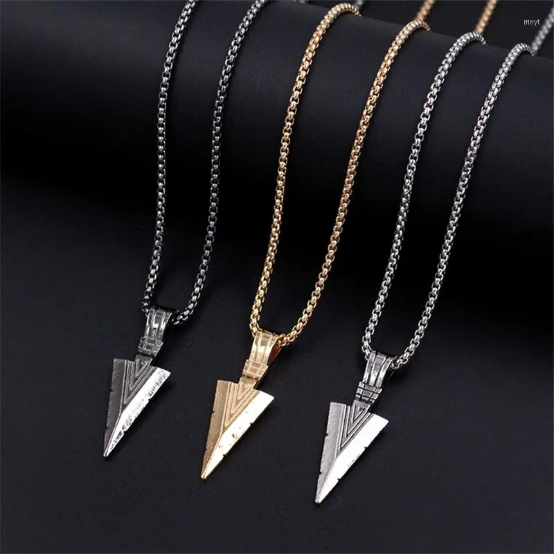 Pendant Necklaces Sale 1PC Punk Striking Men's Vintage Alloy Spearhead Arrowhead Necklace For Men Chocker Stainless Steel Jewelry CX25