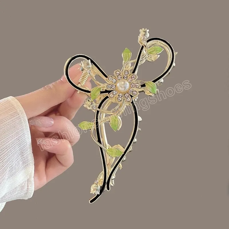 Crystal Flowers Bowknot Hair Clip Элегантный женский металлический хвост.